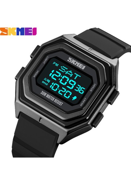 Tüm Siyah Silikon Skmeı Lüks Marka Yeni Erkekler Için Izle Paslanmaz Çelik Çift Ekran Kuvars Bilek Saatler Su Geçirmez Askeri Spor Erkek Saat (Yurt Dışından)