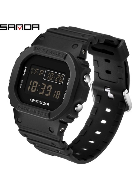 Tüm Siyah Sanda G Stil Spor Saat Su Geçirmez Askeri Saat Moda Analog LED Işıklı Elektronik Erkek Saat Orologio Da Uomo (Yurt Dışından) fiyatları