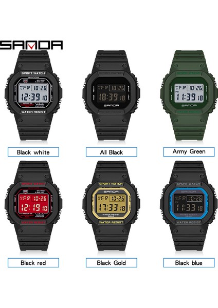 Tüm Siyah Sanda G Stil Spor Saat Su Geçirmez Askeri Saat Moda Analog LED Işıklı Elektronik Erkek Saat Orologio Da Uomo (Yurt Dışından) fırsatları