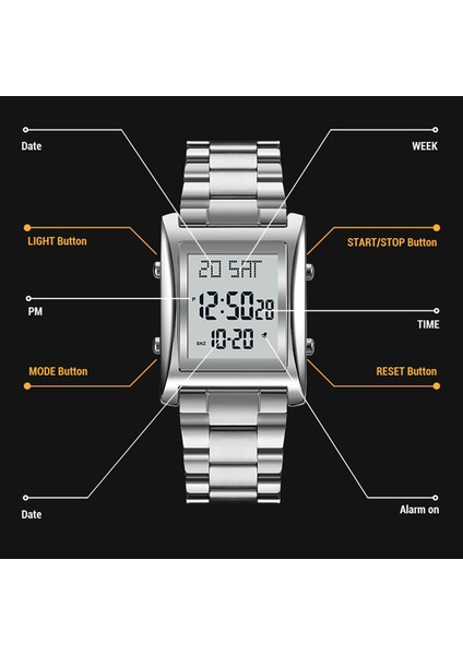 Siyah Siyah Skmeı Erkek Saatler Moda LED Erkekler Dijital Kol Saati Chrono Geri Sayım Alarm Saati Mens Reloj Hombre 1812 Montre Homme (Yurt Dışından)