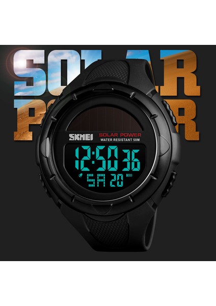 Siyah Skmeı Güneş Enerjisi Spor Saatler Lüks Marka Erkek Saatler Su Geçirmez Chrono Saat Erkekler Moda Bilek Saatler Relogio Masculino (Yurt Dışından)