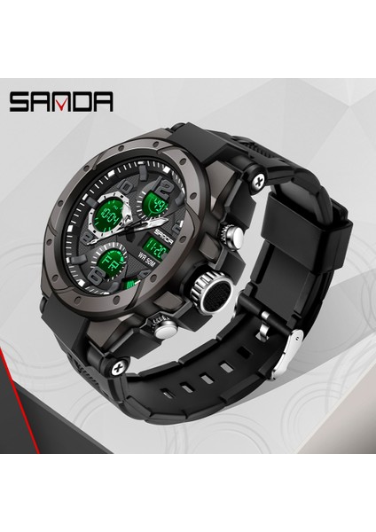 Siyah-Gümüş Sanda Adam Izle 6008 Su Geçirmez Spor Dijital Lüks Marka Orijinal Kutusu ile Suya Dayanıklı Kol Saati Saat Hediye Erkekler Için 2022 (Yurt Dışından) modelleri