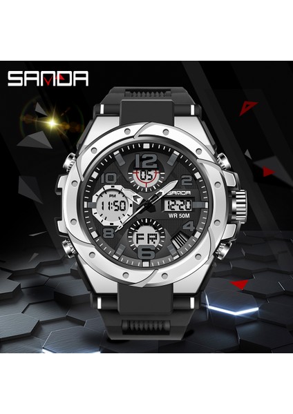 Siyah-Gümüş Sanda Adam Izle 6008 Su Geçirmez Spor Dijital Lüks Marka Orijinal Kutusu ile Suya Dayanıklı Kol Saati Saat Hediye Erkekler Için 2022 (Yurt Dışından) fırsatları