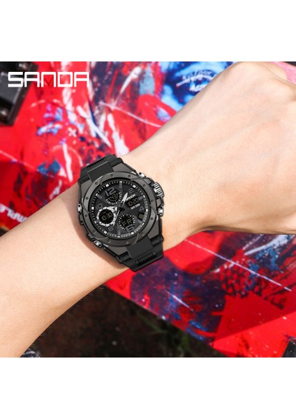 Siyah-Gümüş Sanda Adam Izle 6008 Su Geçirmez Spor Dijital Lüks Marka Orijinal Kutusu ile Suya Dayanıklı Kol Saati Saat Hediye Erkekler Için 2022 (Yurt Dışından) indirimleri