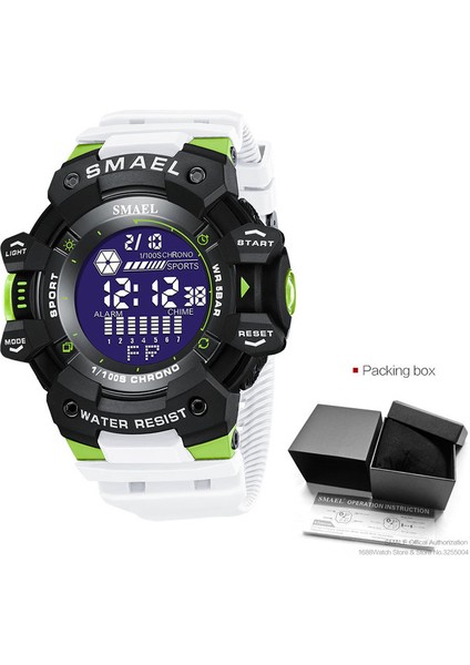 Beyaz Kutu Smael Elektronik Dijital Saat Erkekler Için Moda Askeri Spor Kol Saati 5bar Su Geçirmez LED Ekran Otomatik Tarih ile Saatler 8050 (Yurt Dışından)