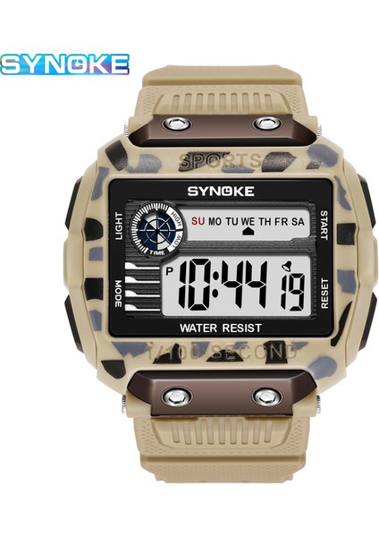 9801 Haki Erkek Saatler Synoke Marka Kare Dijital Saatler Adam 50 M Su Geçirmez Moda Izle Erkekler Spor Elektronik Saat Montre Homme (Yurt Dışından)