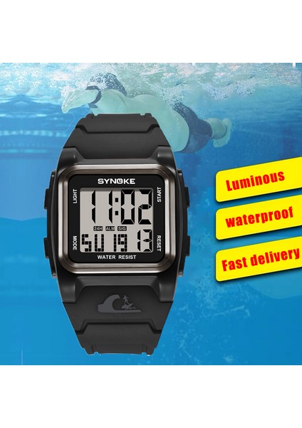 9801 Haki Erkek Saatler Synoke Marka Kare Dijital Saatler Adam 50 M Su Geçirmez Moda Izle Erkekler Spor Elektronik Saat Montre Homme (Yurt Dışından)