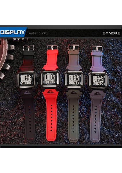 9801 Haki Erkek Saatler Synoke Marka Kare Dijital Saatler Adam 50 M Su Geçirmez Moda Izle Erkekler Spor Elektronik Saat Montre Homme (Yurt Dışından)