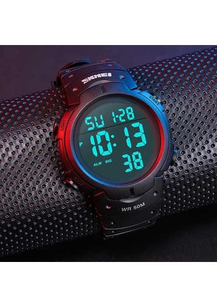 Siyah Skmeı Marka Erkek Spor Saatler Yüzmek 50 M Su Geçirmez Dijital LED Askeri Izle Saat Erkek Elektronik Kol Saatleri Reloj Hombre (Yurt Dışından)