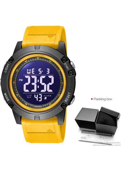 Sarı Kutu Smael Elektronik LED Dijital Saat Erkekler Için Su Geçirmez Otomatik Tarih Hafta Kadınlar Için Unisex Kol Saati Sarı Spor Saatler Lady 1902 (Yurt Dışından)