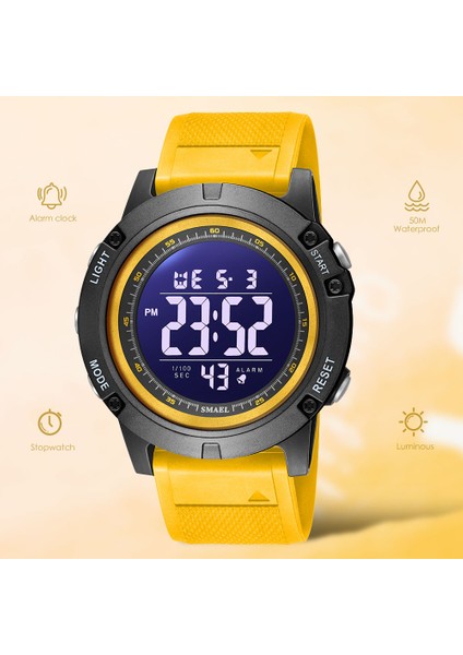 Sarı Kutu Smael Elektronik LED Dijital Saat Erkekler Için Su Geçirmez Otomatik Tarih Hafta Kadınlar Için Unisex Kol Saati Sarı Spor Saatler Lady 1902 (Yurt Dışından) fiyatları