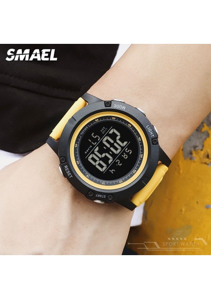 Sarı Kutu Smael Elektronik LED Dijital Saat Erkekler Için Su Geçirmez Otomatik Tarih Hafta Kadınlar Için Unisex Kol Saati Sarı Spor Saatler Lady 1902 (Yurt Dışından) modelleri