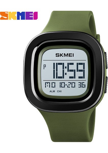 Ordu Yeşil Skmeı Kare Dijital Saatler Erkek Chrono Kronometre Erkekler Kol Saati 2 Zaman 12/24 Saat Saat Pu Bant Dijital Spor Izle 1580 (Yurt Dışından)