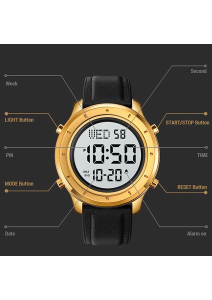 Çelik 3 Skmeı Erkekler Dijital Saatler Moda Chrono Geri Sayım Elektronik Saat Lüks Paslanmaz Çelik Erkek Kronometre Relogio Masculino (Yurt Dışından)