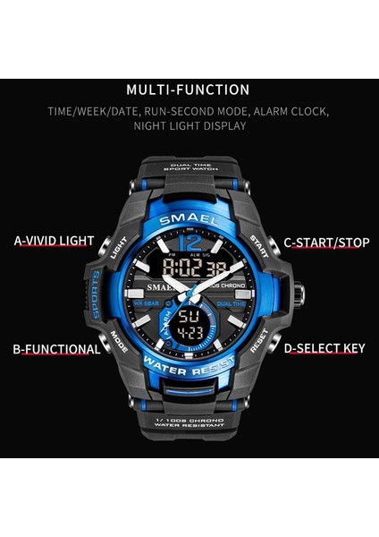Turuncu Kutu Yeni Smael Erkek Saatler LED Analog Kuvars Izle Erkekler Ordu Askeri Spor Saatler Erkek Su Geçirmez Dijital Saat Erkek Saat (Yurt Dışından)
