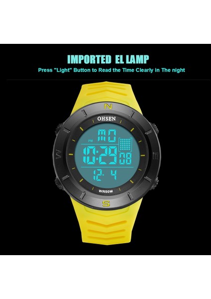 Kırmızı Izle Dijital Erkek Saatler Elektronik LED Açık Askeri Su Geçirmez Kol Saati Sarı Silikon Moda Dalış Spor Izle Montre Homme (Yurt Dışından) indirimleri