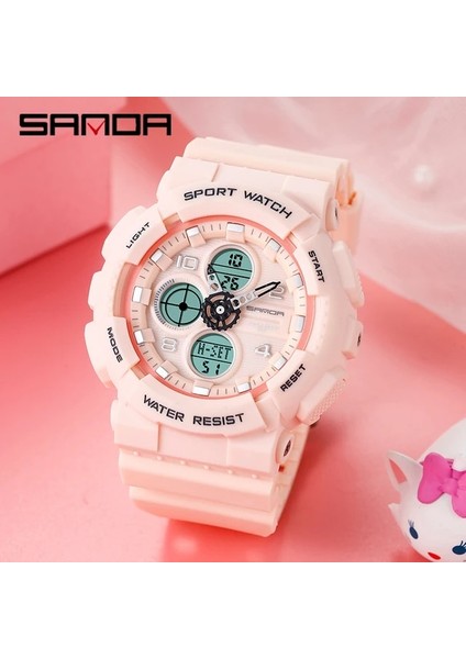 Pembe Sanda 3017 Elektronik Saat Çok Fonksiyonlu Su Geçirmez Spor Saat Erkek Öğrenciler Açık Kişilik Yaratıcı Erkek Kol Saati (Yurt Dışından)