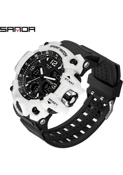 6030 Erkekler Beyaz Siyah Sanda Moda Açık Spor Izle Lüks Dijital Kol Saati Aydınlık Ekran Su Geçirmez Darbeye Dayanıklı Saat Kadın Spor Saatleri (Yurt Dışından)
