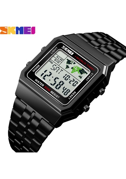 Kutu ile Altın Skmeı En Lüks Moda Spor Izle Erkekler Çalar Saat 3bar Su Geçirmez Paslanmaz Çelik Kayış Dijital Saatler Reloj Hombre 1338 (Yurt Dışından)
