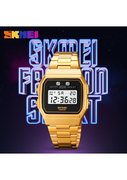 Altın Skmeı Lüks Moda Dijital Saat Erkekler Darbeye Dayanıklı Su Geçirmez Spor Kol Saati LED Chrono Çalar Saat Erkek Saatler Hediye Için (Yurt Dışından)