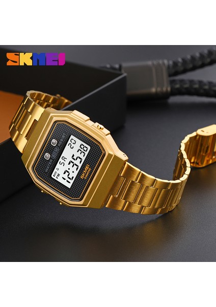 Altın Skmeı Lüks Moda Dijital Saat Erkekler Darbeye Dayanıklı Su Geçirmez Spor Kol Saati LED Chrono Çalar Saat Erkek Saatler Hediye Için (Yurt Dışından)