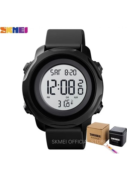 Kutu ile Siyah Beyaz Skmeı Vücut Ortam Sıcaklığı Erkek Saatler Spor 2 Zaman Dijital Erkek Kol Saatleri Su Geçirmez Sağlıklı Tracker Montre Homme 1682 (Yurt Dışından)