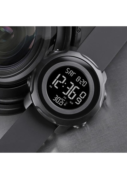 Kutu ile Siyah Beyaz Skmeı Vücut Ortam Sıcaklığı Erkek Saatler Spor 2 Zaman Dijital Erkek Kol Saatleri Su Geçirmez Sağlıklı Tracker Montre Homme 1682 (Yurt Dışından)