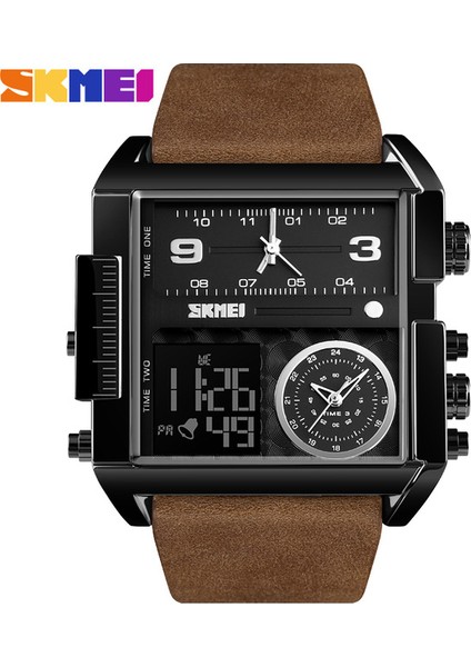 Siyah Kahve Kemer Skmeı 3 Zaman Erkekler Spor Izle En Lüks Marka Askeri Dijital Kol Saati Erkek Kuvars Hareketi Saatler Saat Reloj Hombre 1391 (Yurt Dışından)