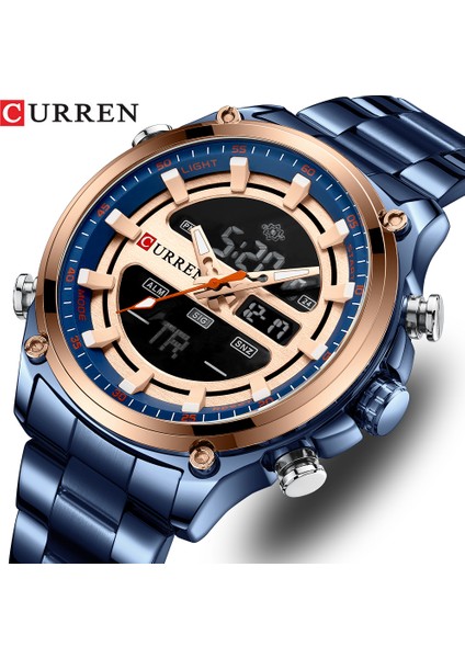 Gümüş Curren 8404 Orijinal Erkek Spor Kol Saati Kuvars Çelik Su Geçirmez Çift Ekran Saat Saatler Erkek Saat Relogio Masculino (Yurt Dışından) modelleri