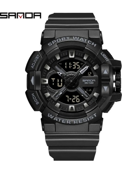 BLACK3128 Sanda Erkekler Askeri Spor Kol Saati Sarı Mavi Kuvars Su Geçirmez Izle Çift Ekran Erkek Saat Saatler Relogio Masculino 3129 (Yurt Dışından)