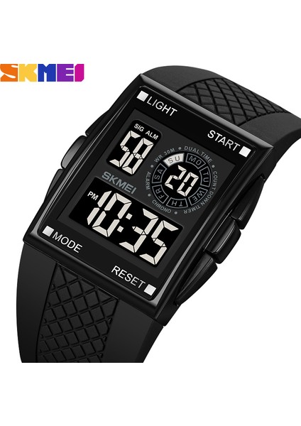 Gümüş Beyaz Moda Erkekler Için 2 Zaman Dijital Saat Skmeı Spor Saatler Erkek LED Elektronik Saat Su Geçirmez Geri Sayım Kol Saati Reloj Hombre (Yurt Dışından) fiyatları