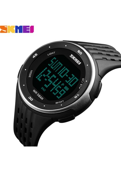 Gümüş Skmeı 1219 Erkekler Dijital Saat LED Ekran Su Geçirmez Erkek Kol Saatleri Chronograph Takvim Alarm Spor Saatler Relogio Masculino (Yurt Dışından)