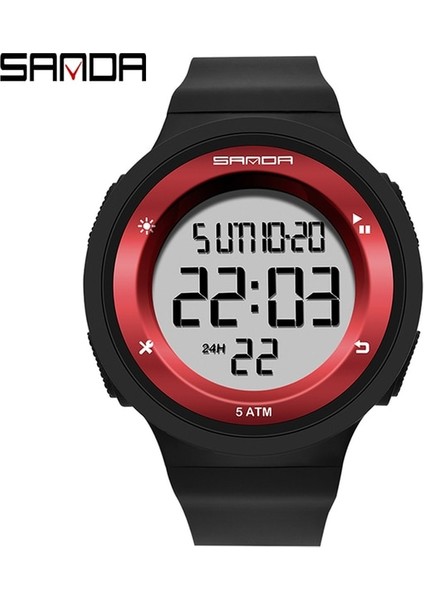 Siyah Kırmızı Sanda Unisex Yaratıcı LED Elektronik Spor Saatler Geri Sayım Kronometre Saat 5bar Su Geçirmez Erkek Kol Saati Montre Homme Izle (Yurt Dışından)