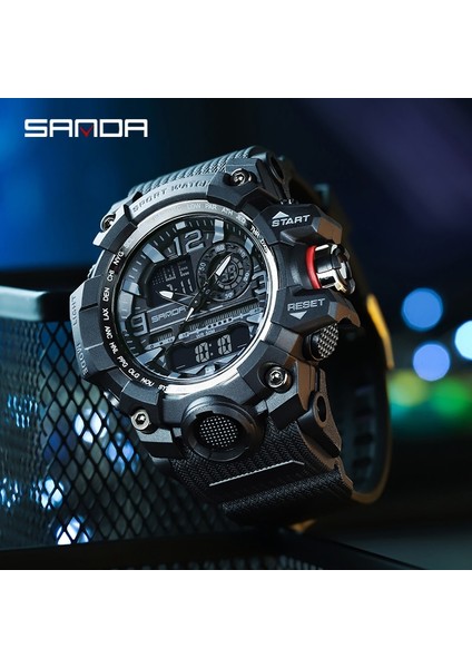 3133 Siyah Sanda Açık Askeri Erkek Saatler 5ATM Su Geçirmez Spor Çift Zamanlı Kol Saati Kuvars Izle Erkekler Için Saat Relogio Masculino (Yurt Dışından)