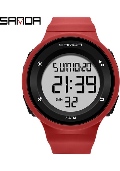 Siyah Kırmızı Sanda Unisex Yaratıcı LED Elektronik Spor Saatler Geri Sayım Kronometre Saat 5bar Su Geçirmez Erkek Kol Saati Montre Homme Izle (Yurt Dışından)