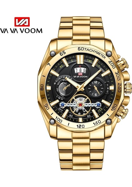 2421J 2023 Yeni 12 Saat Takvimi Tourbillon Relogio Masculino Noctilucent Spor Erkek Paslanmaz Çelik Kayış Su Geçirmez Erkekler Için Izle (Yurt Dışından)