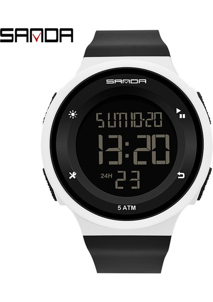 Beyaz Siyah Sanda Unisex Yaratıcı LED Elektronik Spor Saatler Geri Sayım Kronometre Saat 5bar Su Geçirmez Erkek Kol Saati Montre Homme Izle (Yurt Dışından)