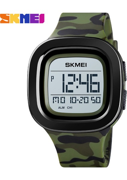 Ordu Yeşil Skmeı Kare Dijital Saatler Erkek Chrono Kronometre Erkekler Kol Saati 2 Zaman 12/24 Saat Saat Pu Bant Dijital Spor Izle 1580 (Yurt Dışından)