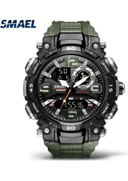 Red-Box Smael Zeytin Yeşili Askeri Spor Izle Erkekler Için Aydınlık Su Geçirmez Dijital Saatler Chronograph Kuvars Kronometre Adam Часы Relogio (Yurt Dışından)