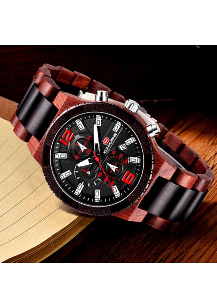 Siyah Kırmızı Kutulu Erkek Ahşap Saatler Lüks Aydınlık Çok Fonksiyonlu Ahşap Izle Erkek Kuvars Retro Izle Erkekler Moda Spor Saatler Relogio (Yurt Dışından) fırsatları