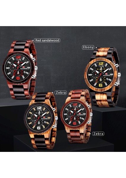Siyah Kırmızı Kutulu Erkek Ahşap Saatler Lüks Aydınlık Çok Fonksiyonlu Ahşap Izle Erkek Kuvars Retro Izle Erkekler Moda Spor Saatler Relogio (Yurt Dışından) indirimleri