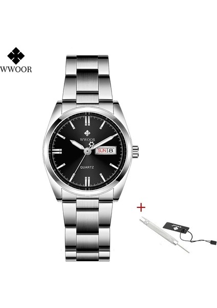 Beyaz Siyah Montre Femme Wwoor 2022 Altın Izle Kadın Saatler Paslanmaz Çelik Moda Bayanlar Bilezik Saatler Elbise Su Geçirmez Kadın Saat (Yurt Dışından)
