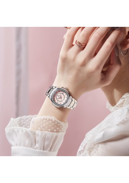 Altın Altın Kutu Wwoor Gümüş Pembe Saatler Kadınlar Yaratıcı Narin Elmas Saatler Bayanlar Takvim Kadın Bilezik Izle Kadın Saat Montre Femme (Yurt Dışından) fırsatları