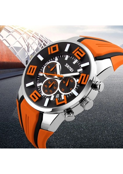 Turuncu Saatler Erkekler Lüks Marka Skmeı Chronograph Erkekler Spor Saatler Su Geçirmez Erkek Saat Kuvars Erkek Saati Reloj Hombre 2018 (Yurt Dışından)