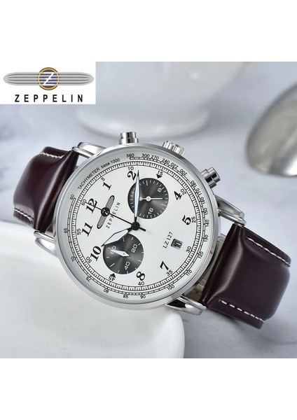 Stil 6 2022 Sıcak Satış Yeni Zeppelin Izle Moda Üç Göz Koşu Ikinci Çok Fonksiyonlu Kronograf Üst Deri Iş Kuvars Izle (Yurt Dışından)