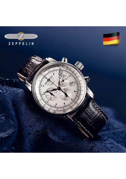 Stil 6 2022 Sıcak Satış Yeni Zeppelin Izle Moda Üç Göz Koşu Ikinci Çok Fonksiyonlu Kronograf Üst Deri Iş Kuvars Izle (Yurt Dışından)