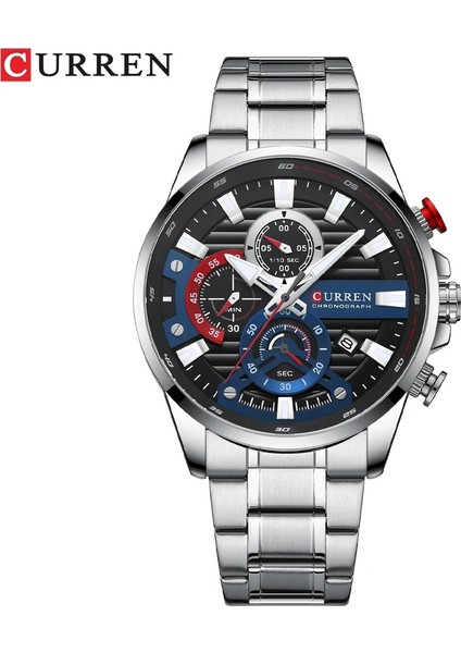 Gümüş Siyah Izle Erkekler Için Curren Lüks Kuvars Chronograph Spor Su Geçirmez Adam Saatler Askeri Moda Paslanmaz Çelik Kol Saati Saat (Yurt Dışından) modelleri