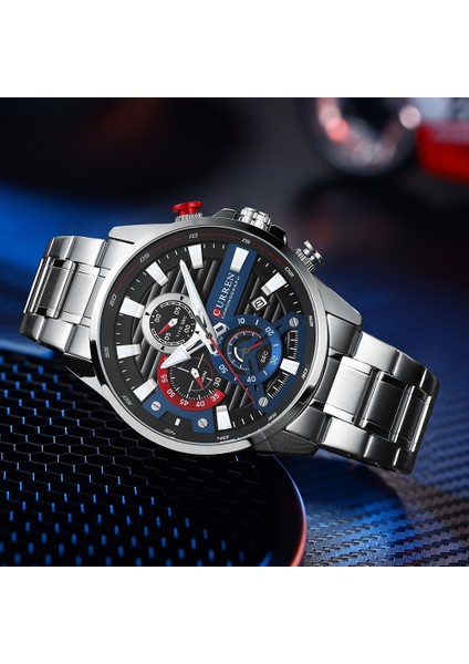 Gümüş Siyah Izle Erkekler Için Curren Lüks Kuvars Chronograph Spor Su Geçirmez Adam Saatler Askeri Moda Paslanmaz Çelik Kol Saati Saat (Yurt Dışından) fırsatları
