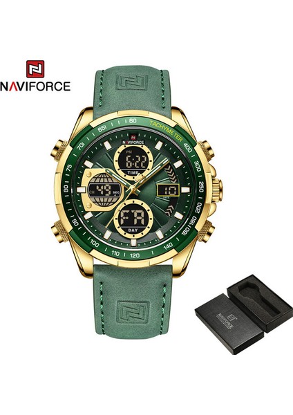 Navıforce Üst Marka Lüks Erkek Saat Kuvars Dijital Erkek Saat Askeri Spor Yeşil Hakiki Deri Iş Adamı Kol Saati 9197 (Yurt Dışından)