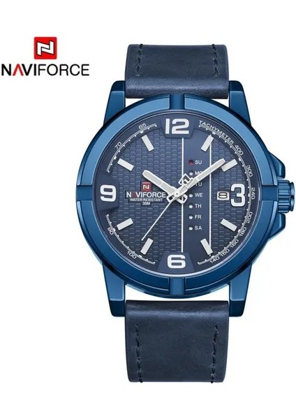 NF9177 Mavi 2023 Lüks Marka Navıforce Tarih Kuvars Izle Erkekler Rahat Askeri Spor Saatler Deri Kol Saati Erkek Relogio Masculino Saat (Yurt Dışından)